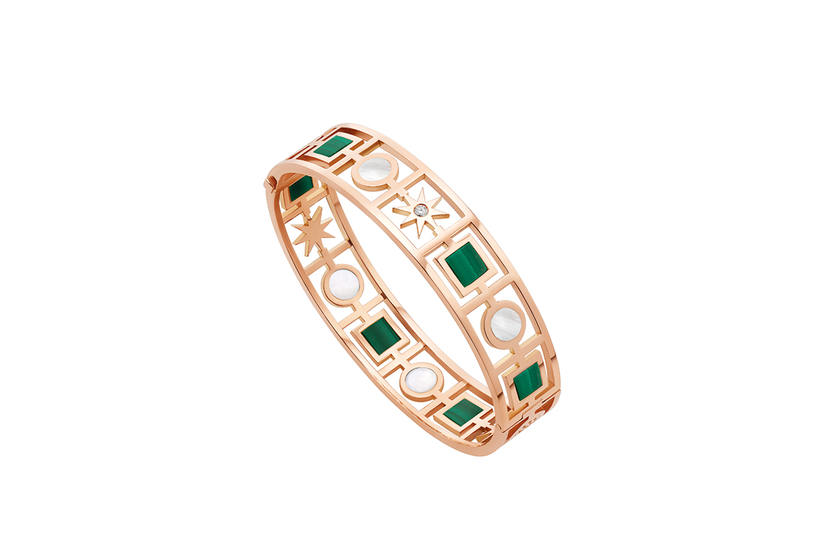 Bulgari 'Condotti10' bracelet with 18k rose gold, pavé dimaonds, mother of pearl and malachite inserts