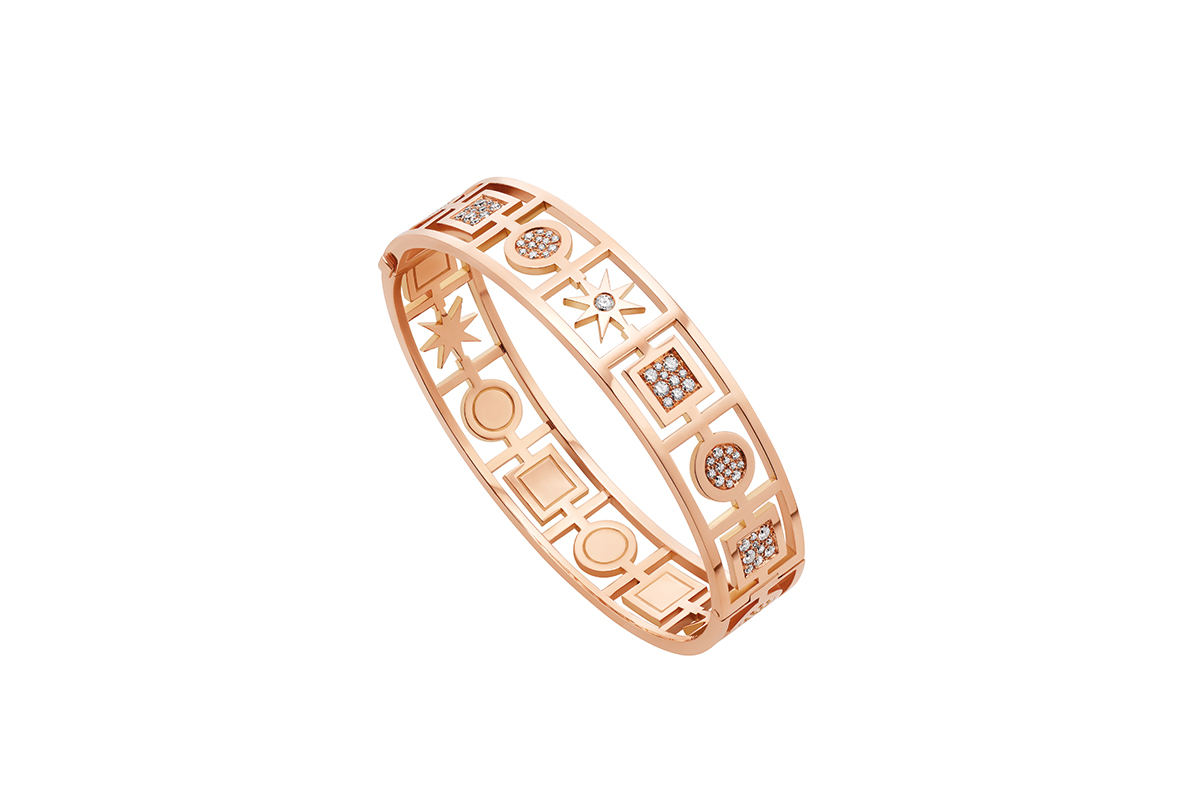 Bulgari 'Condotti10' bracelet with 18k rose gold, pavé dimaonds, and mother of pearl inserts