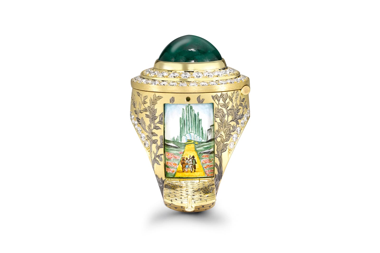 Theo Fennell's Emerald City opening ring, which open to reveal a miniature enamel painting