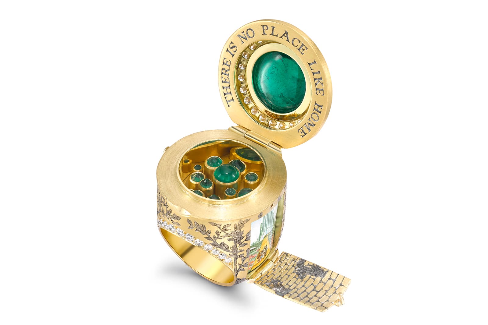 Theo Fennell's Emerald City opening ring, accompanied by Dorothy's famous words: "There is no place like home"