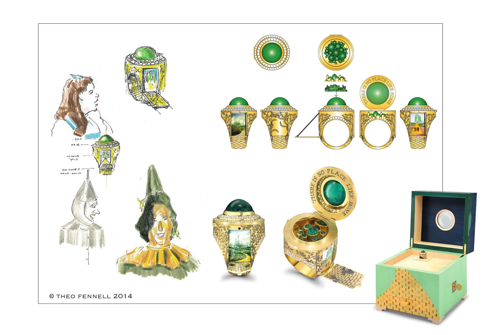 Fennell's sketches reveal the intricacy of his Emerald City opening ring