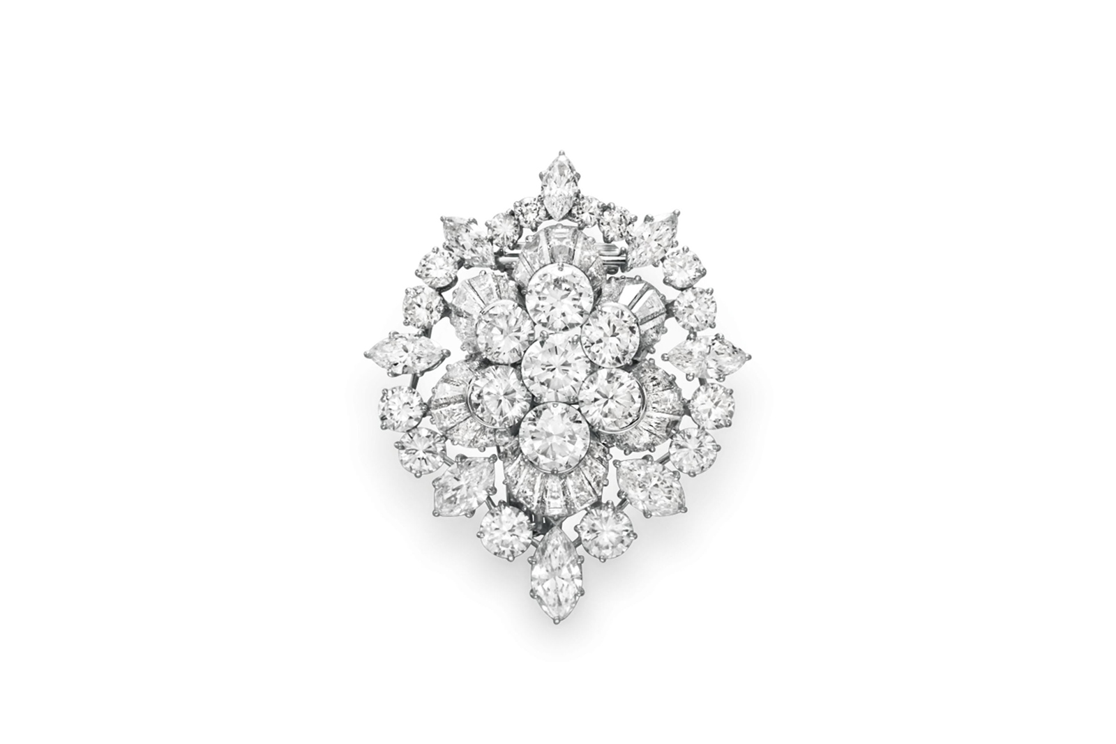 The Burton diamond brooch by Van Cleef & Arpels (circa 1967) that was presented to Elizabeth Taylor