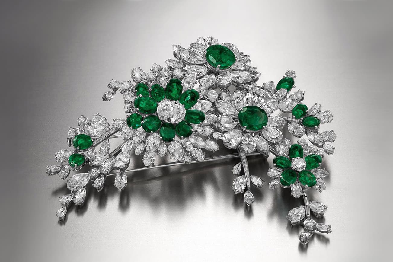 Eddie Fisher gave Elizabeth Taylor this Bulgari emerald and diamond flower brooch in 1960 to celebrate their marriage