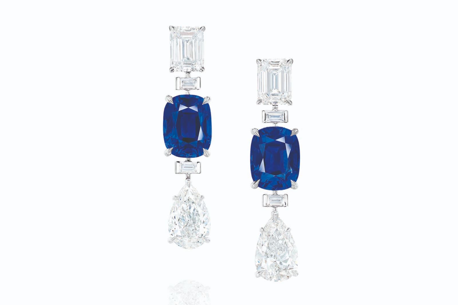 Kashmir sapphire and diamond earrings by Ronald Abram