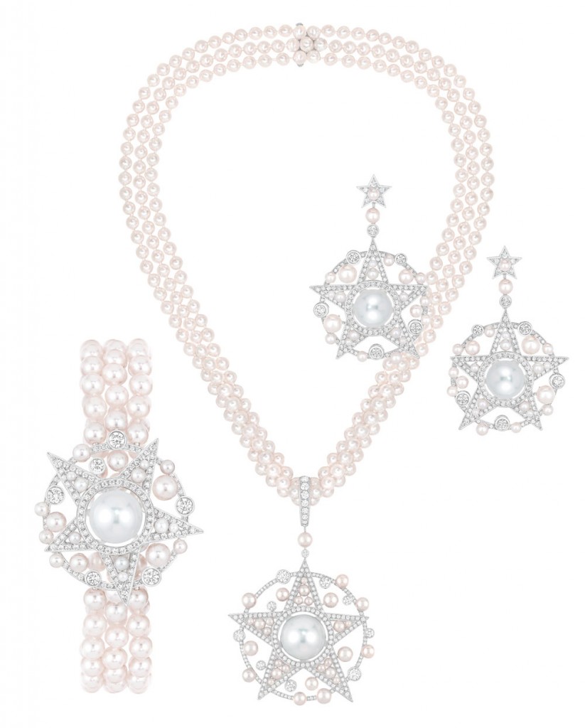 Comete Perlee set with Japanese and South Sea cultured pearls