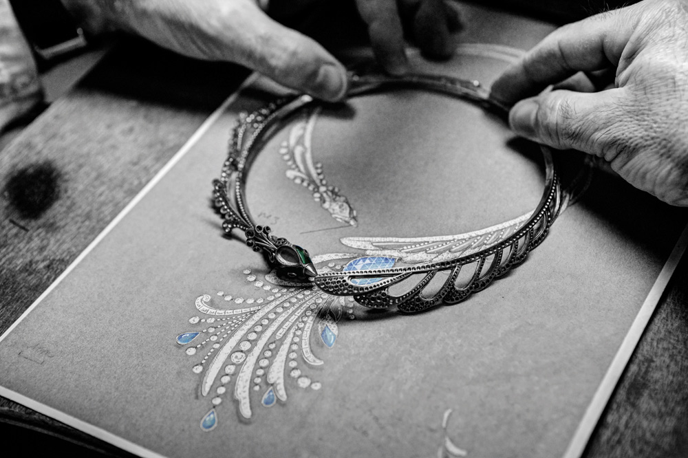 The Noble Bird of the Boucheron Jewellery Maison - “Moon Peacock” (Paon de Lune) necklace