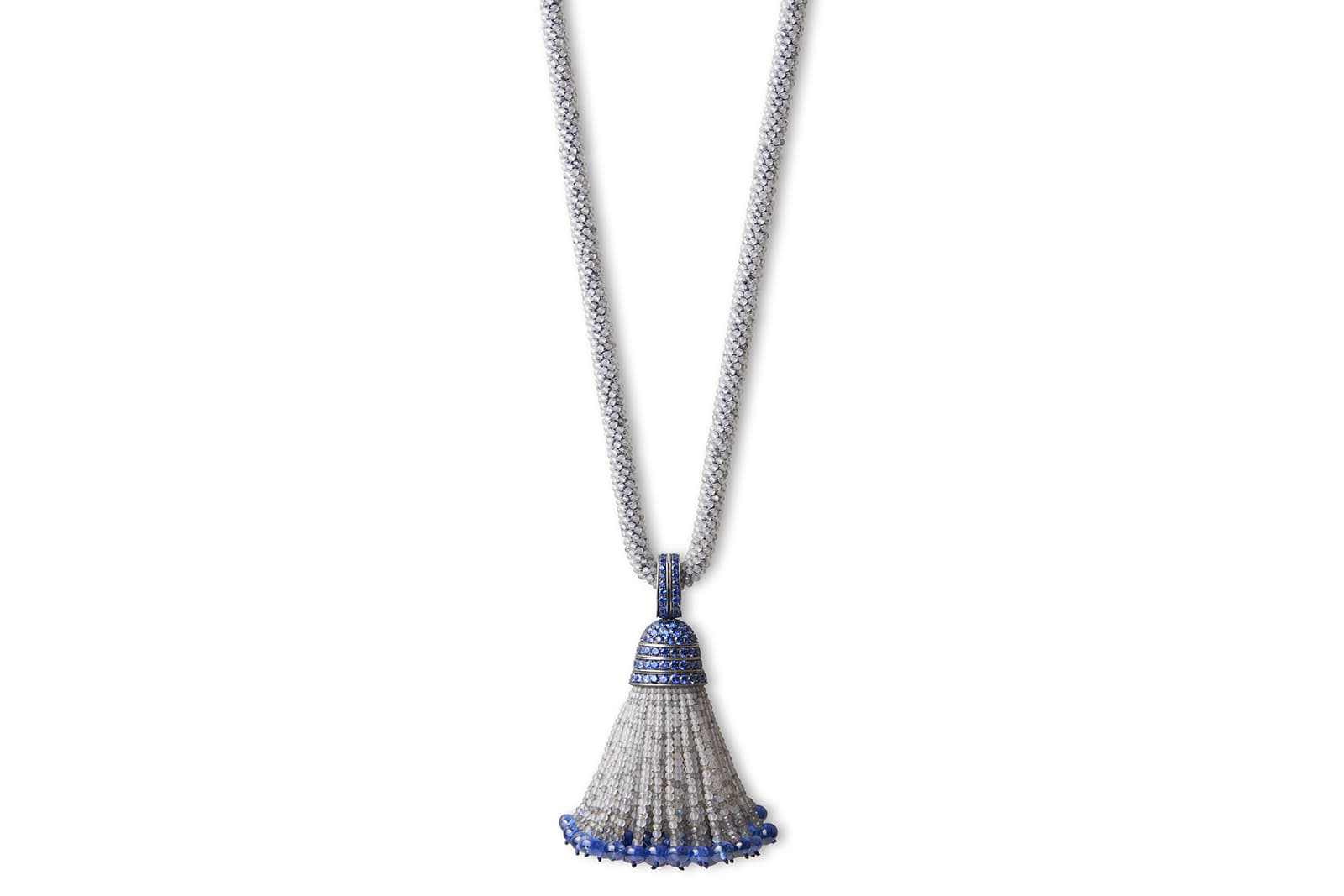 Hemmerle necklace in sapphires, rock crystal, labradorite, silver and white gold