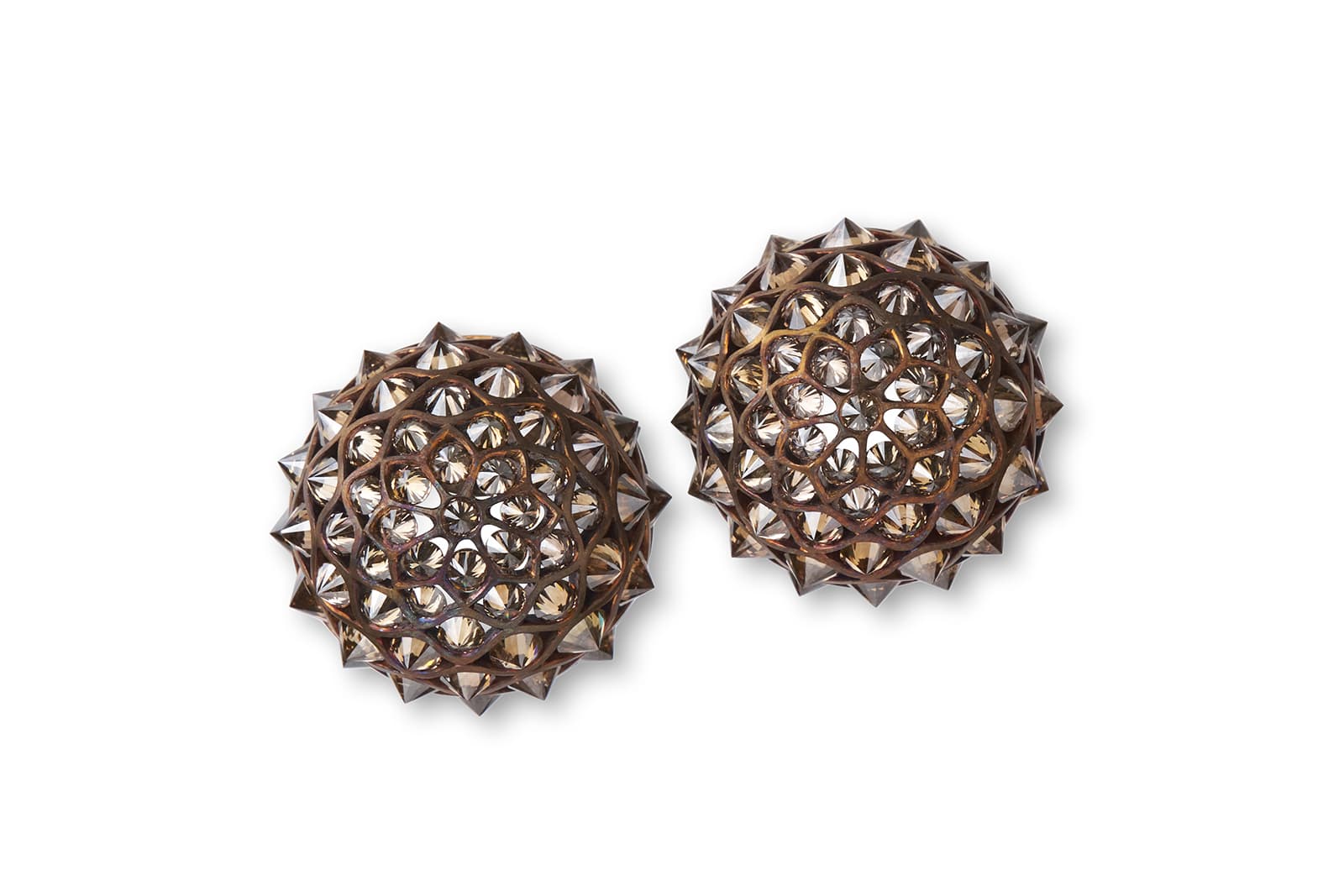 Hemmerle earrings in diamonds, bronze and white gold