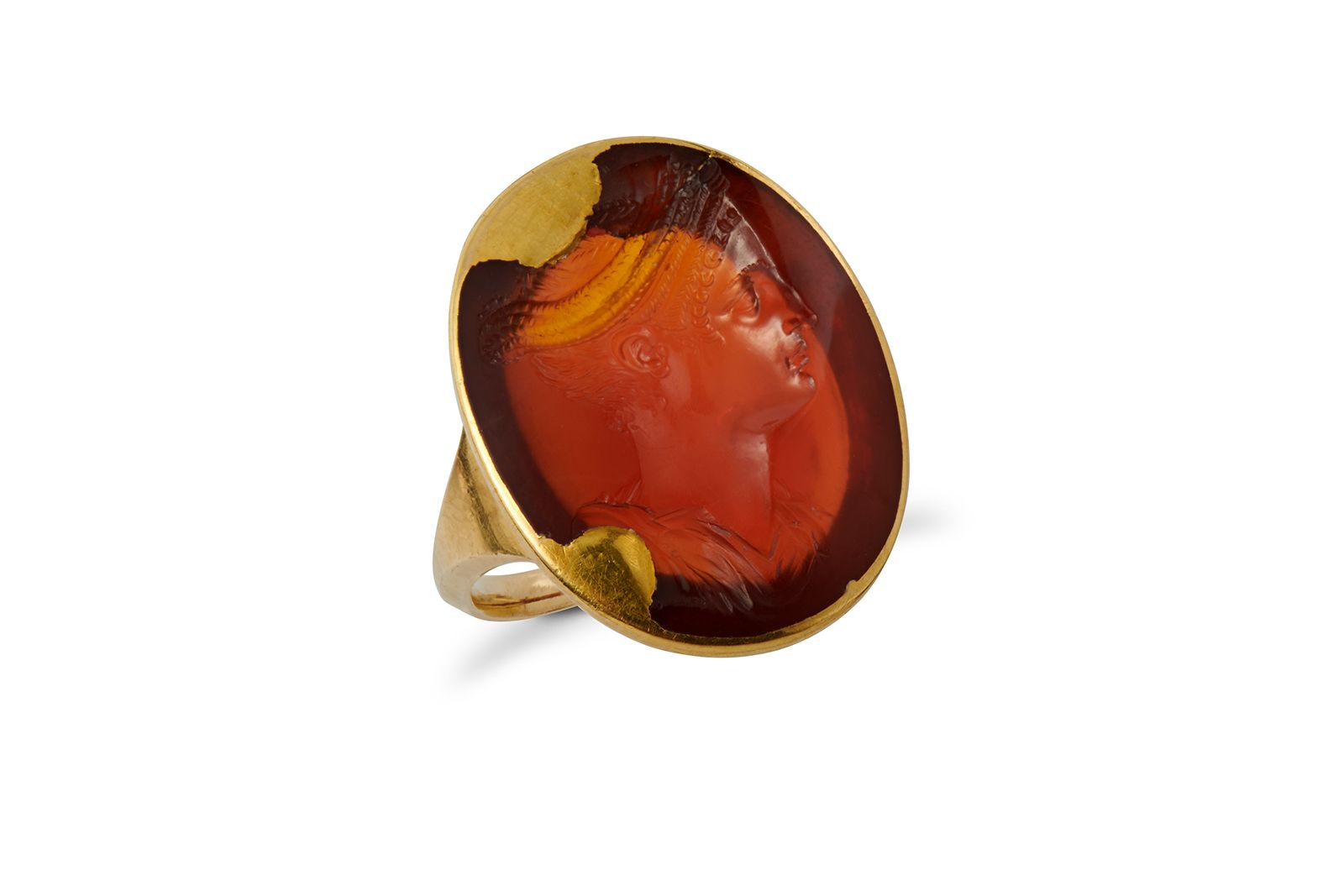 Symbolic & Chase rare carnelian intaglio depicting Empress Vivia Sabina, circa 130 A.D.