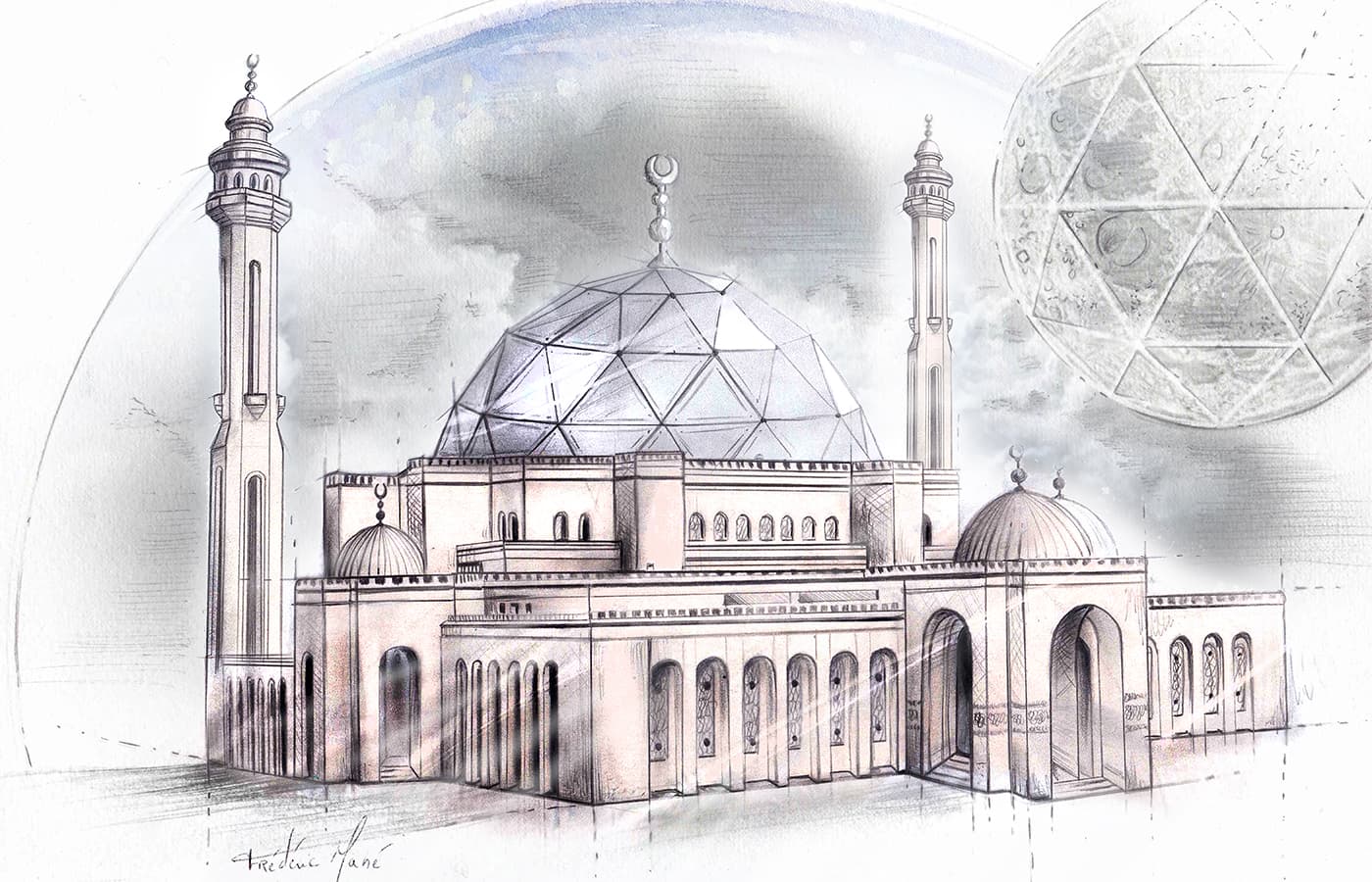  Qannati Barhain Mosque sketch