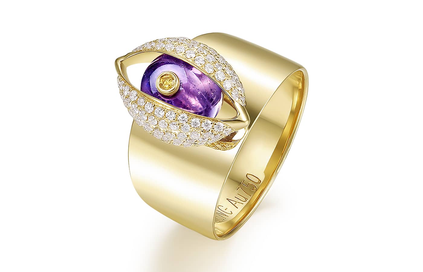  ZEEMOU ZENG gold, amethyst and diamond Eye Cocktail ring 