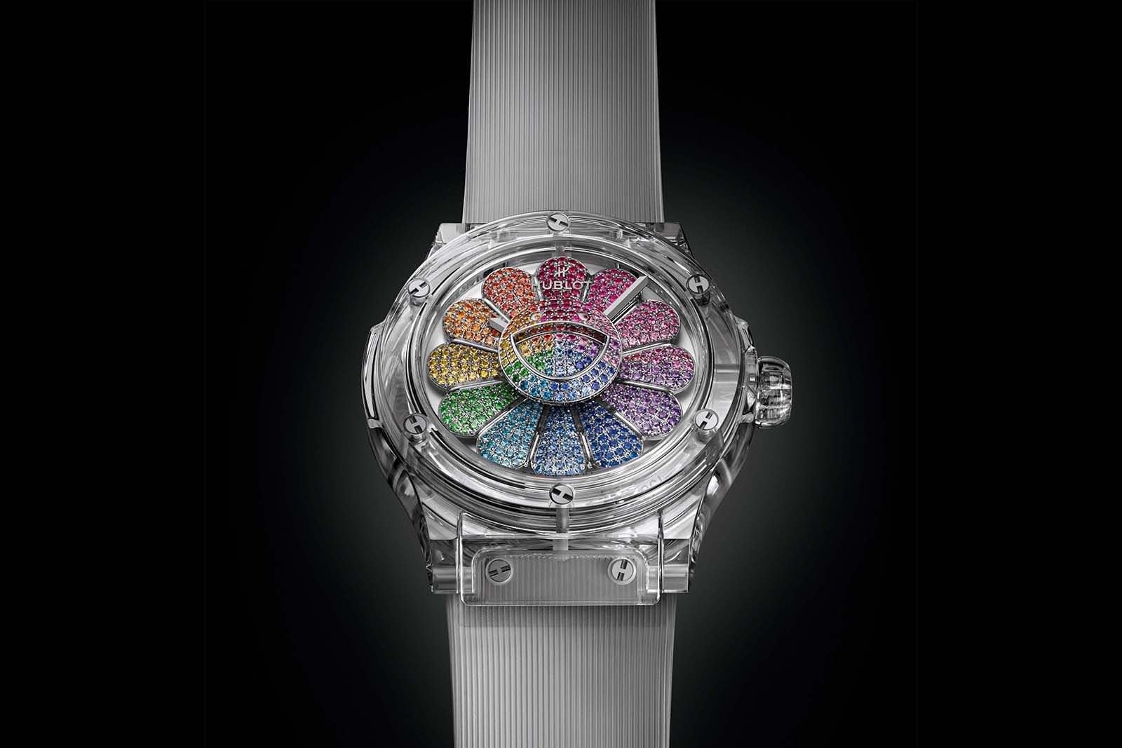 Hublot Classic Fusion Takashi Murakami Sapphire Rainbow watch is set with 103 coloured gemstones