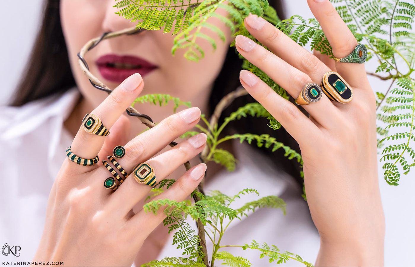 Katerina Perez wearing State Property emerald rings