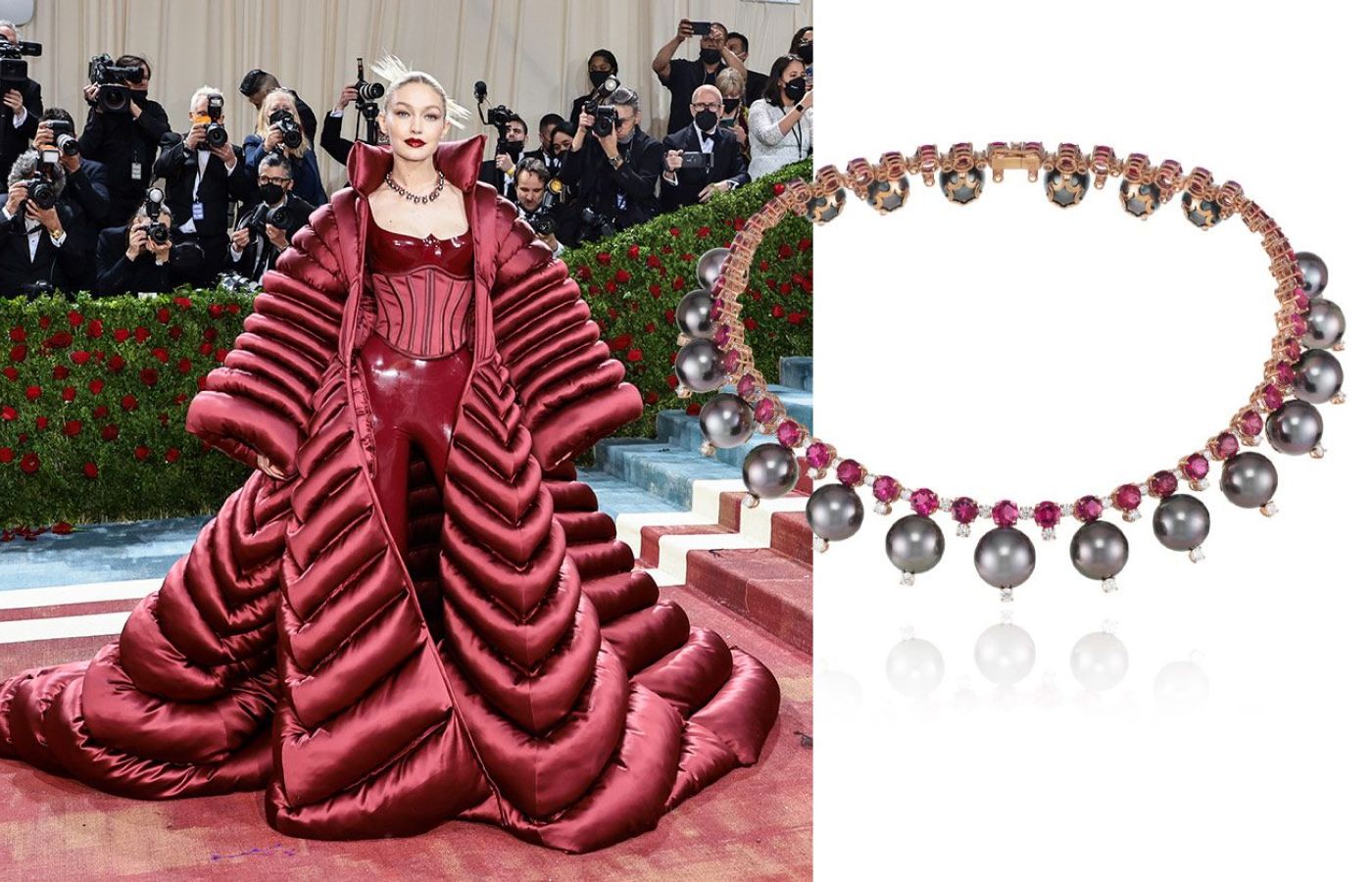  Gigi Hadid in a necklace by Chopard at the Met Gala 2022