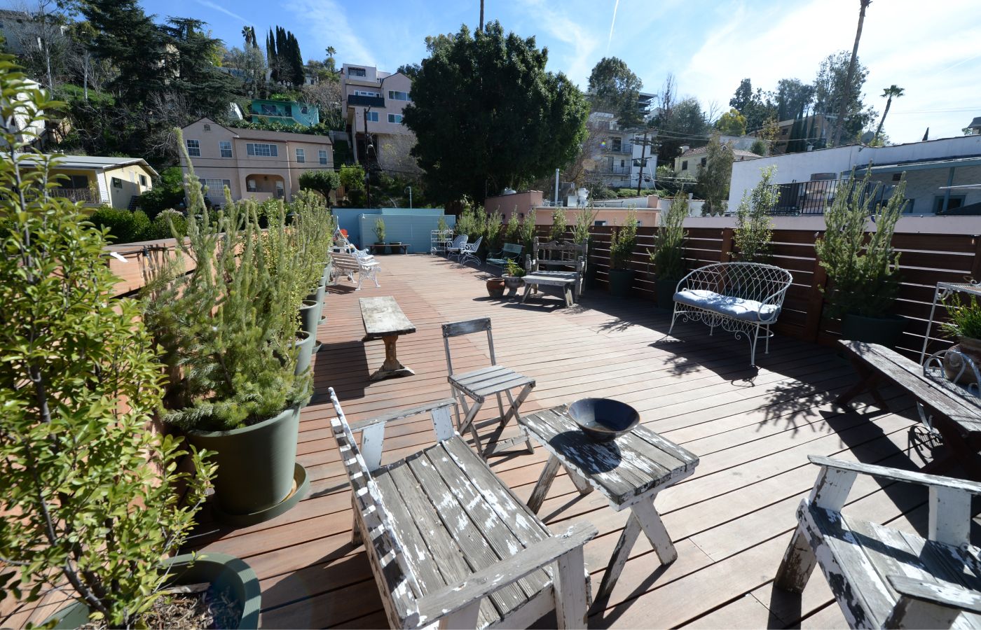  Enjoying the Los Angeles sunshine on the Italian-inspired rooftop deck of the Jogani Gallery in Silver Lake