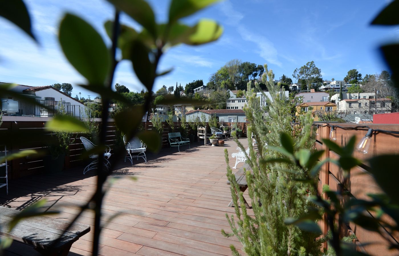  The Italian-inspired alfresco deck on the rooftop of the Jogani Gallery  in Silver Lake, Los Angeles