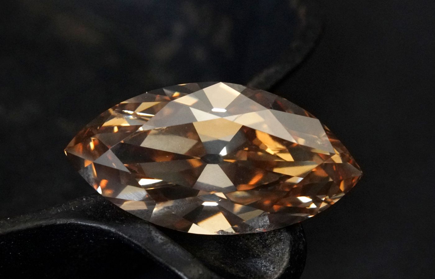  A 42.92 carat marquise-cut ‘caramelized sugar’-coloured diamond (GIA Certified), available at the Jogani Gallery