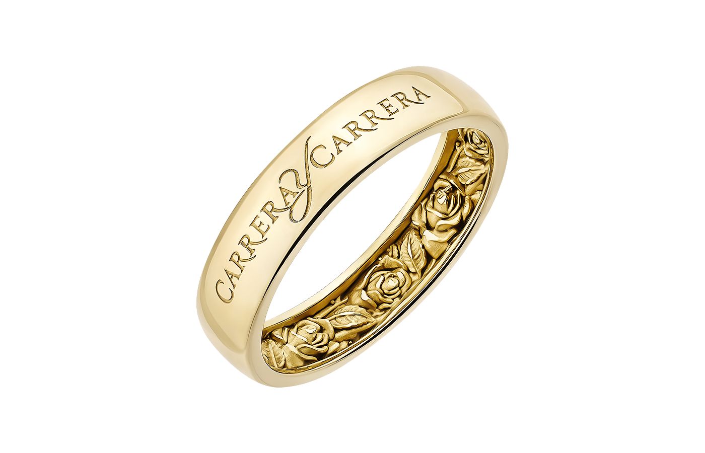 Carrera y Carrera Beauty Inside in 18k yellow gold from the Infinito collection - the engraved roses are a symbol of beauty and purity