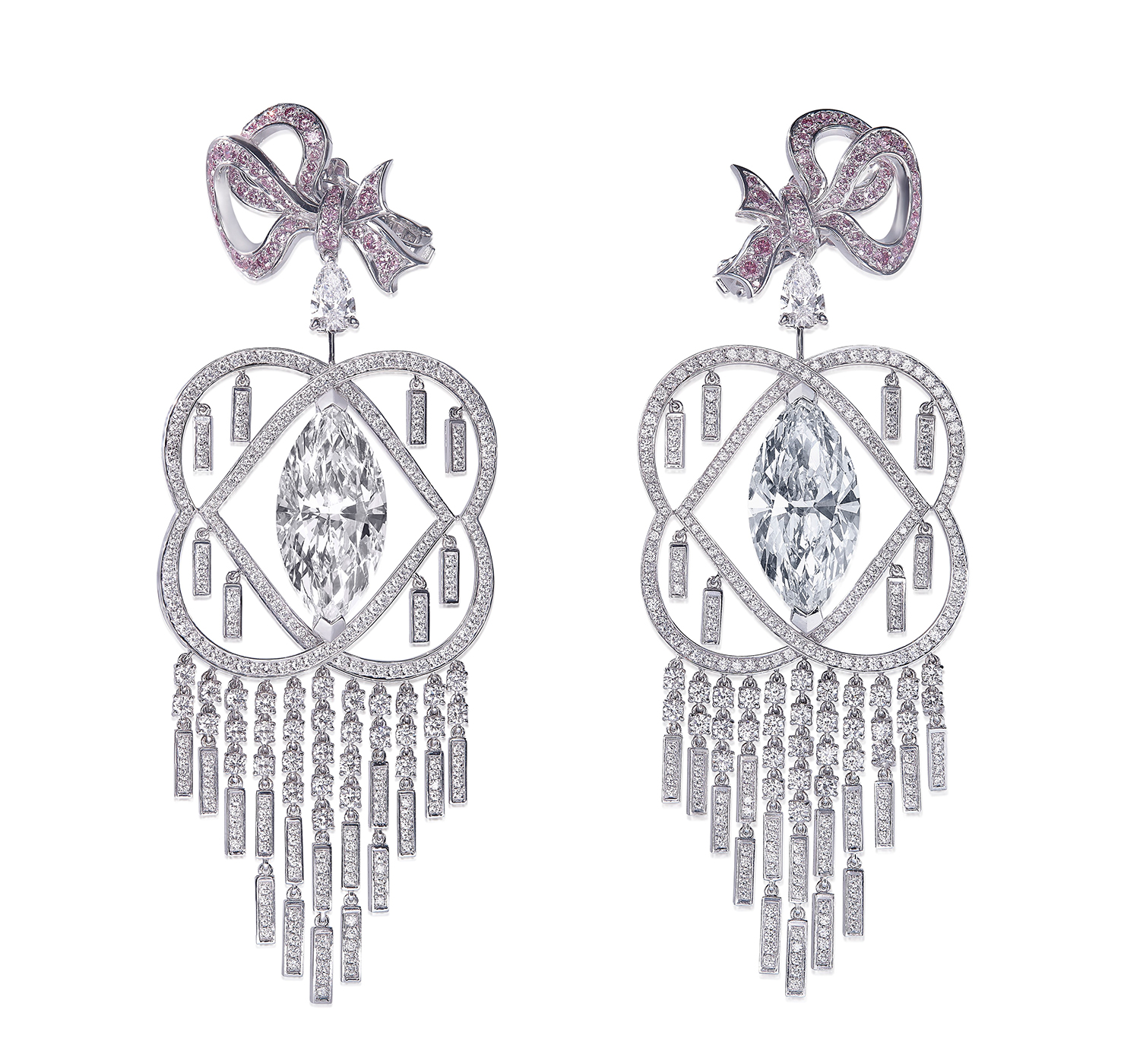 The Boehmer and Bassenge earrings 'La Vie Boheme' with two "marquise-cut" diamonds weighting 10 carats